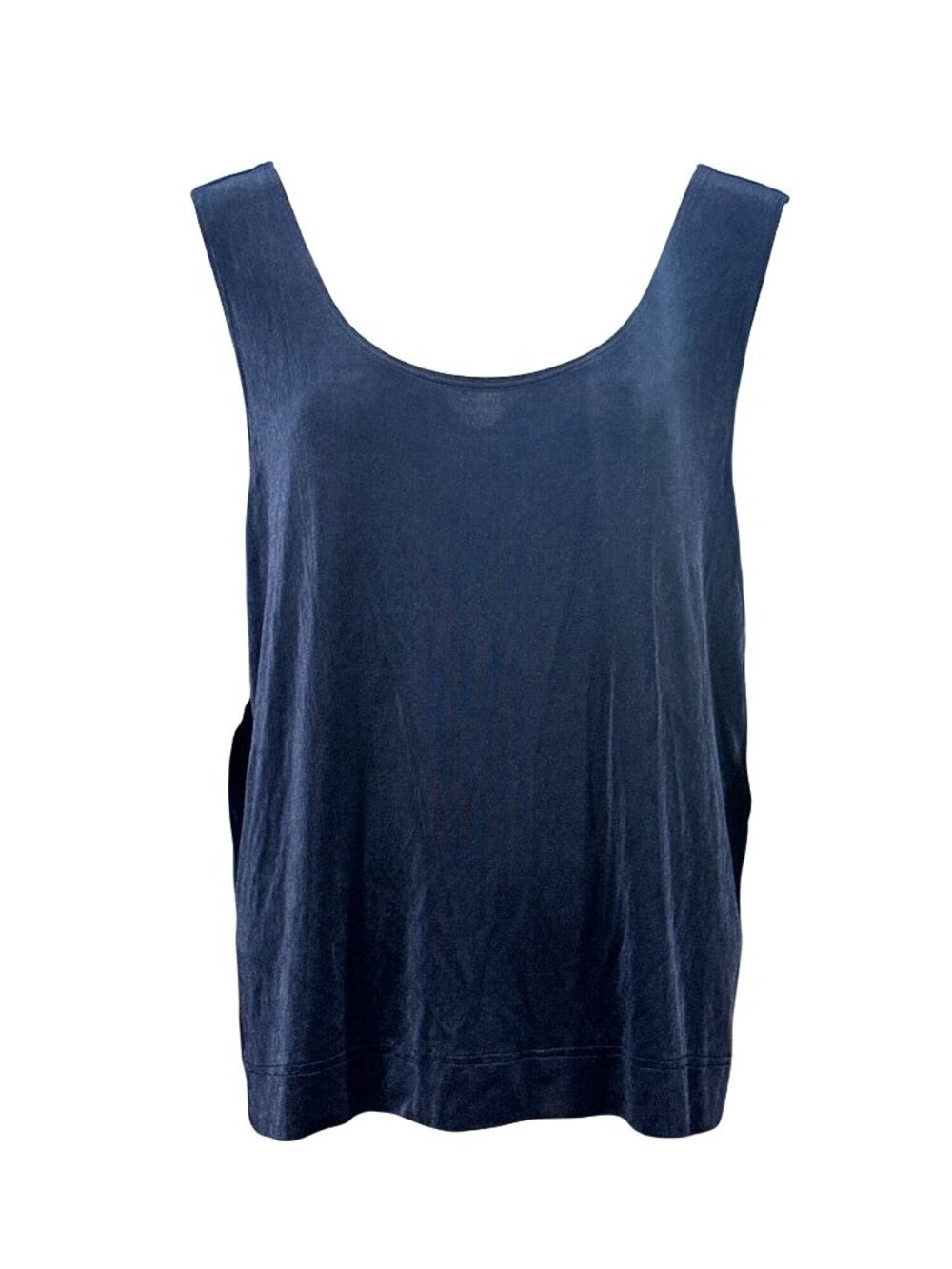 Chicos Travelers Navy Tank Top Size 3 Sleeveless Scoop Lightweight Relaxed Fit